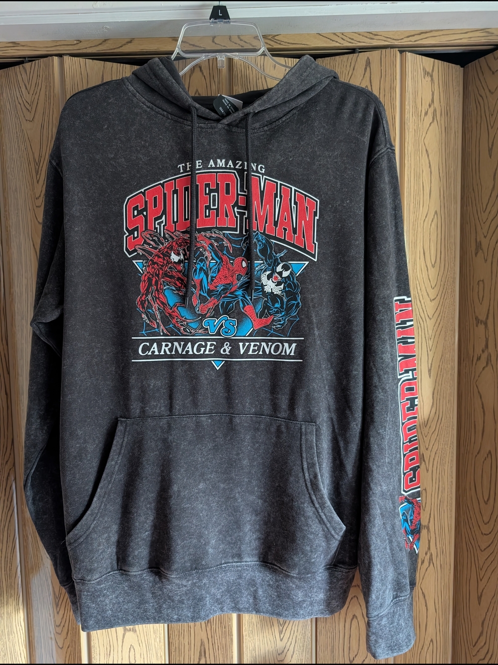 NWT Men's Spider-Man Carnage & Venom Graphic Hoodie Black Size Small